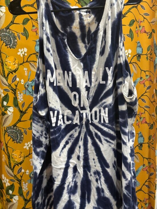 Torrid Tops - Torrid Navy Tie-Dye sleeveless T-shirt says “Mentally on vacation” size 5